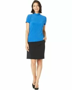 Anne Klein Shirts & Tops Women Solid Short Sleeve Mock -Anne Klein Store 612IsgGGctL. AC SR736920