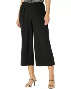 Anne Klein Women Wide Leg Pleat Front Pullon Pants