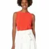 Anne Klein Shirts & Tops Women Micro Dot Printed Jersey Knit Sleeveless Scoop Neck Top