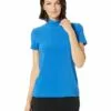 Anne Klein Shirts & Tops Women Solid Short Sleeve Mock -Anne Klein Store 71D5NERhNoL. AC SR736920