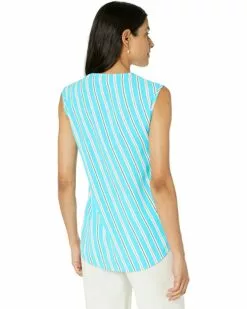 Anne Klein Shirts & Tops Women Bias Stripe Sleeveless Split-Neck Blouse 7 Anne Klein Shirts & Tops Women Bias Stripe Sleeveless Split-Neck Blouse -Anne Klein Store 71fzeEPwvFS. AC SR736920