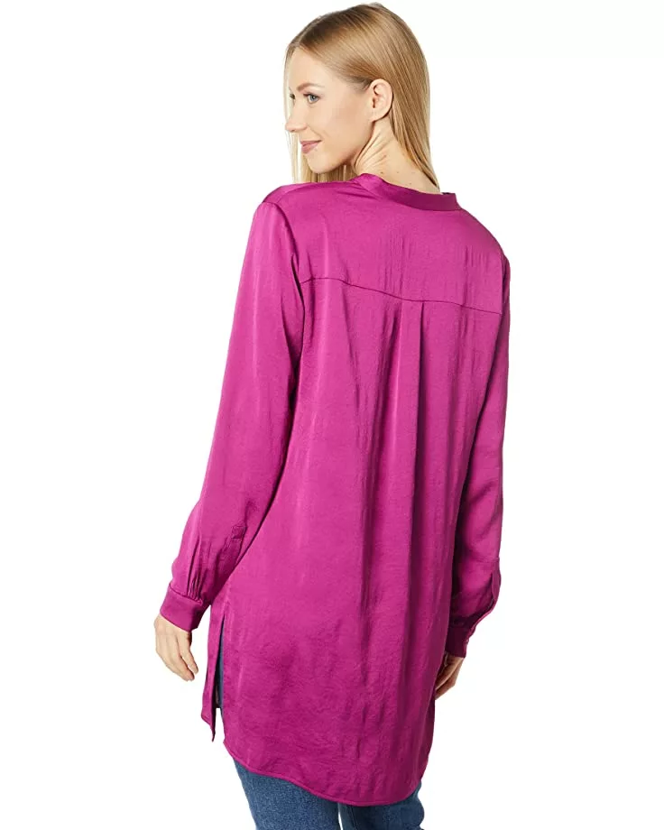 Anne Klein Shirts & Tops Women Charmeuse Nehru Tunic 4 Anne Klein Shirts & Tops Women Charmeuse Nehru Tunic - Image 2