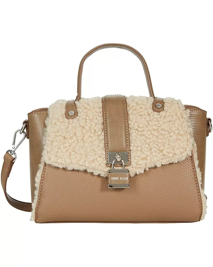 Anne Klein Handbags Women Soft Calf/Faux Shearling Lizard Satchel 3 Anne Klein Handbags Women Soft Calf/Faux Shearling Lizard Satchel