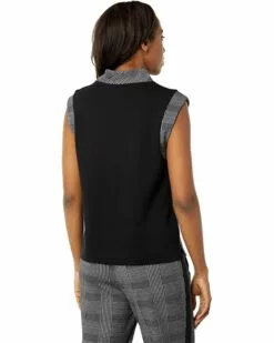 Anne Klein Shirts & Tops Women Mock Neck Vest Plaid & Serenity Knit -Anne Klein Store 81mJhJ6aHaL. AC SR736920