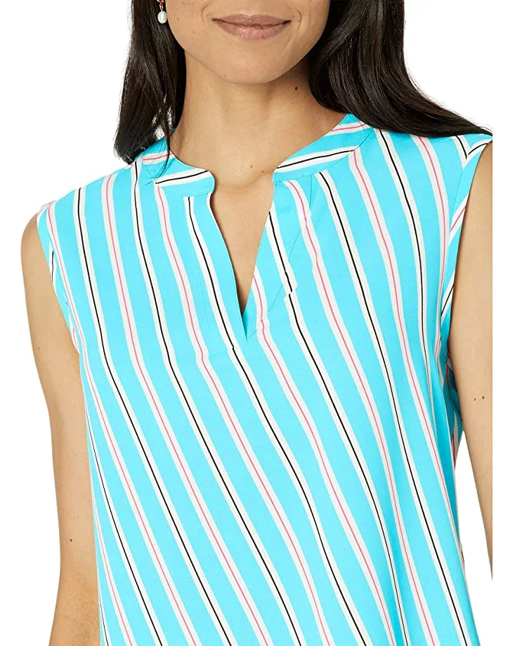 Anne Klein Shirts & Tops Women Bias Stripe Sleeveless Split-Neck Blouse 5 Anne Klein Shirts & Tops Women Bias Stripe Sleeveless Split-Neck Blouse - Image 3