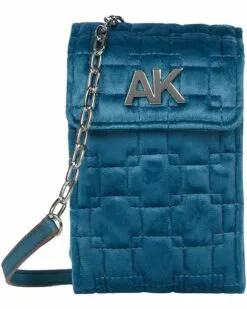 Anne Klein Wallets Women Quilted Velvet Flap Mobile Carrier